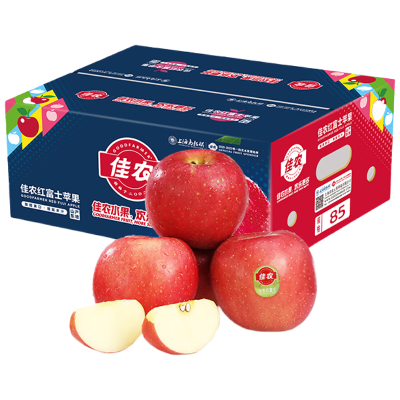 plus会员:佳农 烟台红富士苹果 净重10斤大果 果径85mm+ *4件 185.52元(合46.38元/件)