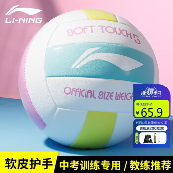 李宁 LI-NING 排球中考专用标准比赛训练5号成人青少年儿童初中小学软硬排五号