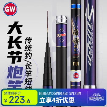 光威 鱼竿手竿9米丽峰本流炮竿28调大长节传统钓长竿钓鱼竿超轻超硬