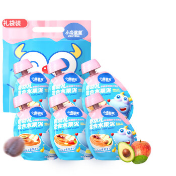 小鹿蓝蓝 婴幼儿水果泥6袋6月+辅食泥果蔬泥吸吸乐100% 买一赠一