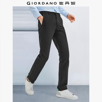 佐丹奴 休闲裤男装修身纯棉裤子舒适中低腰直筒男休闲长裤13119610 08黑色