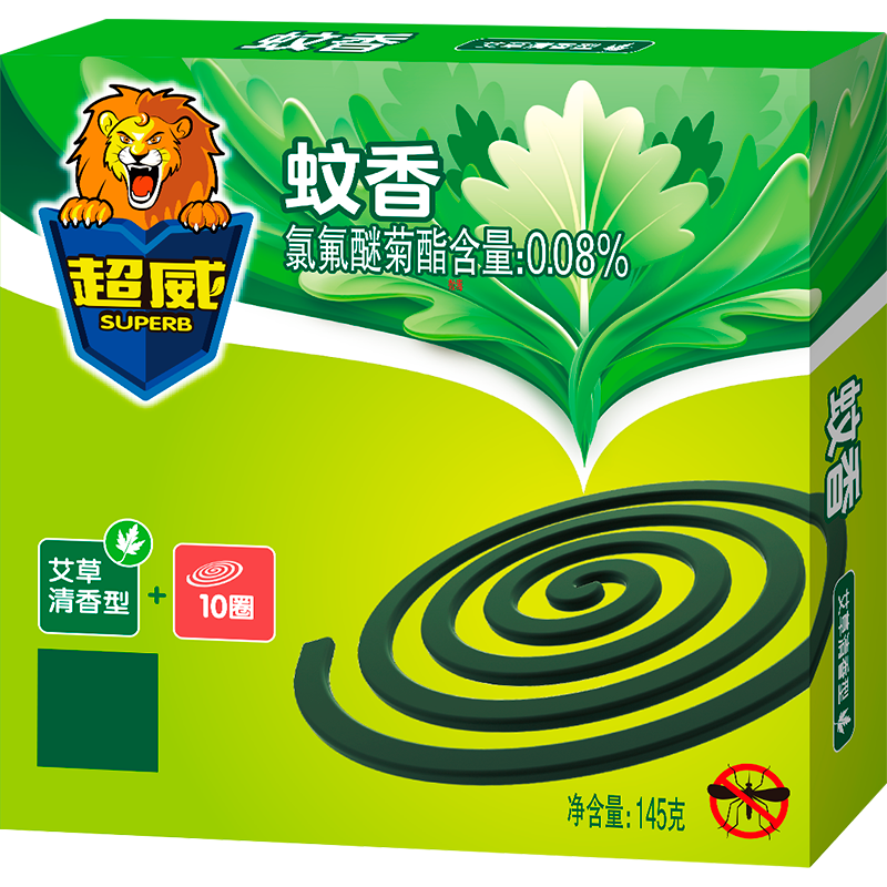 超威 蚊香盘香 驱蚊家用蚊香卧室室内驱蚊 艾草清香型 10圈 1盒 3.9元（需领券）