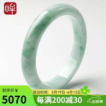 印象眸 IMPRESSION EYES A货翡翠玉手镯女款飘花阳绿宽条圆形手镯 多款可选 下单请备注