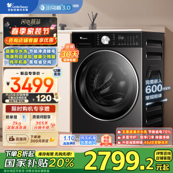 小天鹅 滚筒洗衣机全自动家用 TG10VE10 纯平全嵌 10公斤 水魔方 一级能效