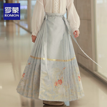 罗蒙 女童织金马面裙2024春季汉服 织金款碧落色 110