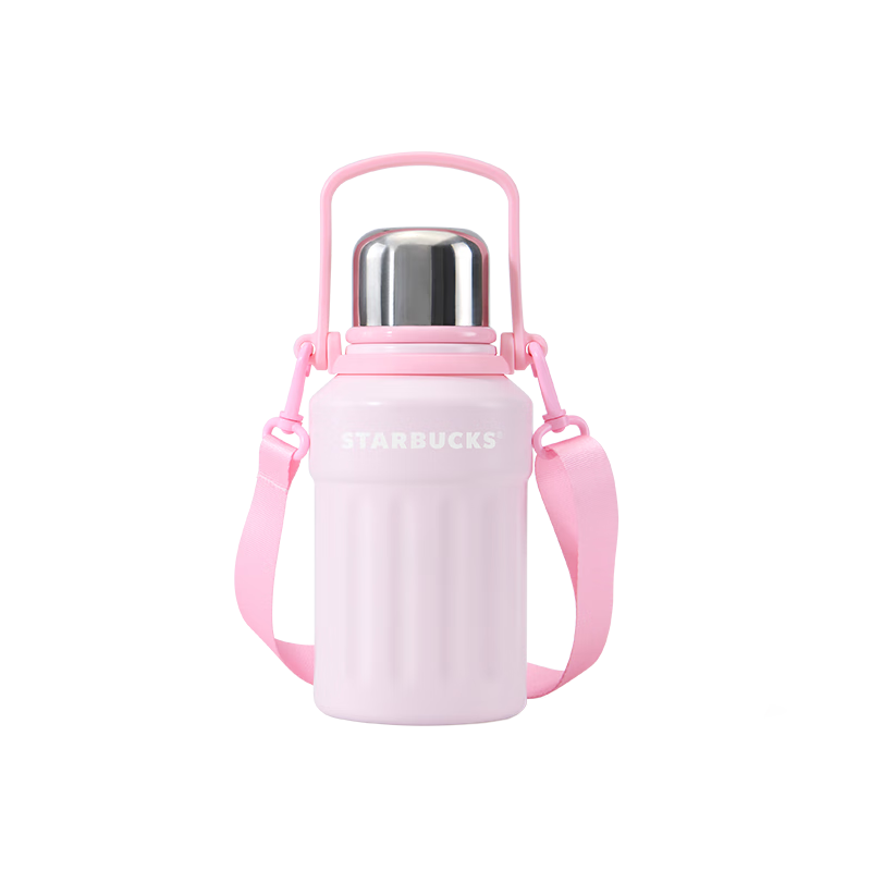 星巴克 樱花春绽系列 粉色条纹款 不锈钢保温壶 976ml 192.6元