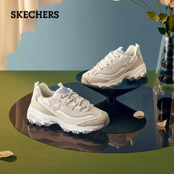 斯凯奇Skechers厚底增高老爹鞋休闲运动鞋百搭女鞋自然色37