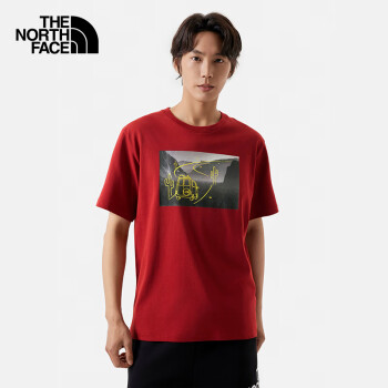 THE NORTH FACE 北面 短袖T恤男户外舒适透气休闲短袖88GG 红色/POJ XL