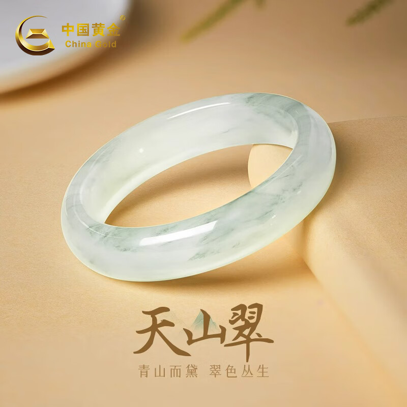 限移动端、京东百亿补贴：中国黄金 China Gold 天山翠玉手镯女生玉镯玉石镯子女 天山翠手镯 216元
