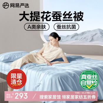 网易严选 悦享A类抗菌大提花100%蚕丝被水洗天丝蚕丝夏被220