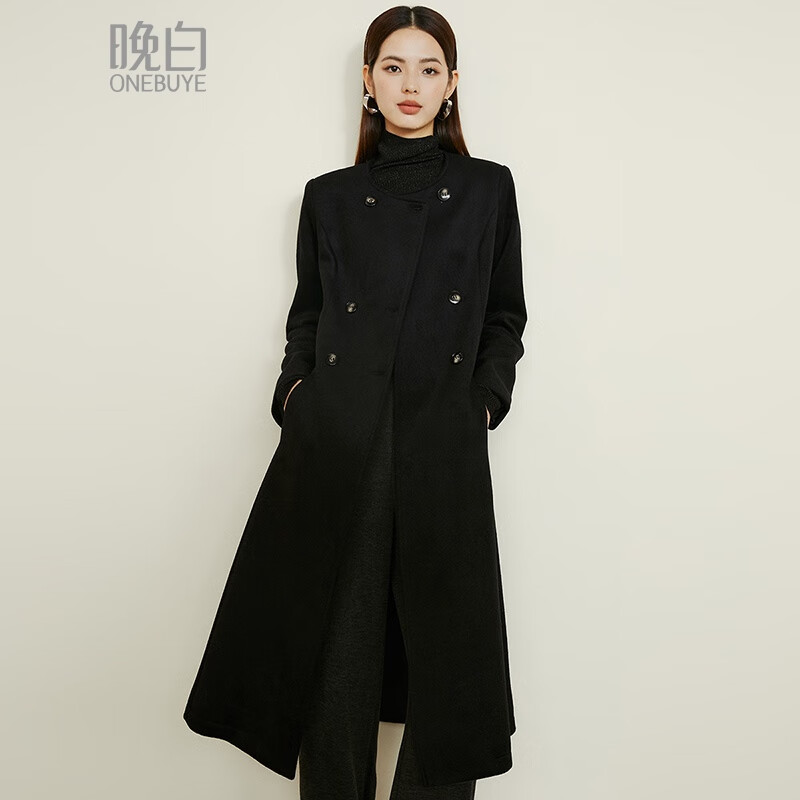 晚白 ONEBUYE 排扣羊毛大衣 清仓特价! 券后299元