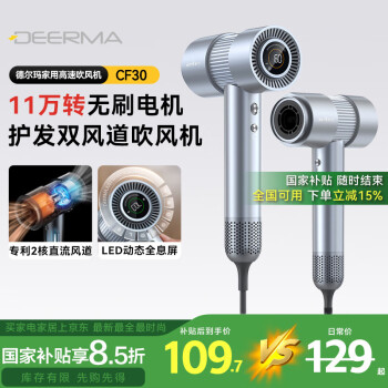 德尔玛 吹风机便携吹风筒CF30 专利双风道款