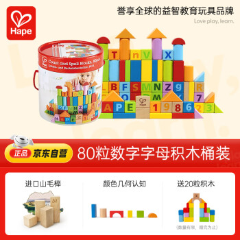 Hape E8402 益智积木 桶装 80颗粒