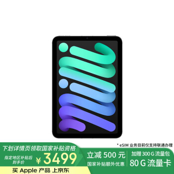 苹果 Apple iPad mini 7 2024款 平板电脑（A17 Pro、128GB、5G版、深空灰色）