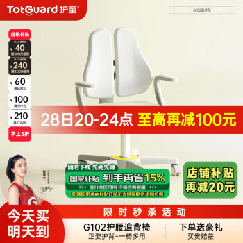 护童 儿童学习椅可调节升降追背正姿座椅 G102银沙灰 G102「C弧追背护腰」银沙灰