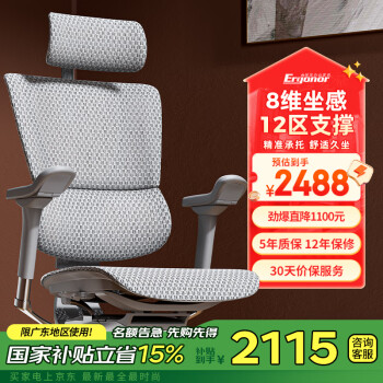 保友办公家具 保友优旗舰 2代 高端人体工学椅电脑椅家用  灰色+银白色