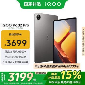 iQOO Pad2 Pro 13.0英寸 平板电脑（3.1K、天玑9300+、12GB、256GB、WLAN版、蓝晶）