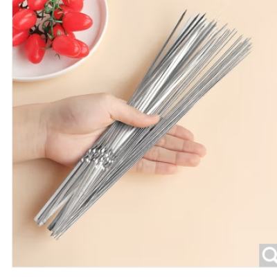 烧烤签子不锈钢扁签子羊肉串签家用钢签一次性铁签1mm*28.4cm 20支 2.15元（需领券）