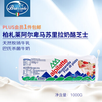 柏札莱阿尔卑 柏札莱马苏里拉芝士拉丝芝士奶酪块家用原制起司烘培加热速食 1kg