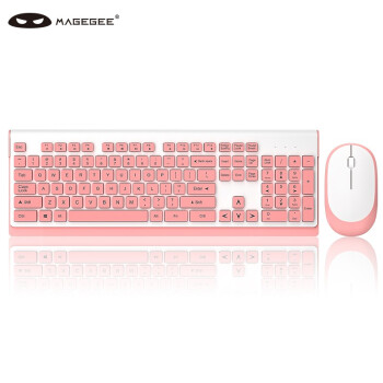 MageGee V650 无线键盘鼠标套装 女生可爱拼装键盘鼠标 办公商务专用键鼠 USB连接笔记本台式电脑 白粉色