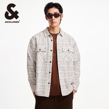 杰克琼斯 杰克·琼斯（JACK&JONES） 秋季宽松翻领格纹花呢时尚潮流百搭长袖衬衫夹克2243OS008
