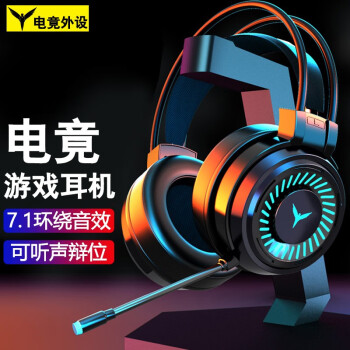硕臣 电脑耳机头戴式耳麦 科技黑七彩光