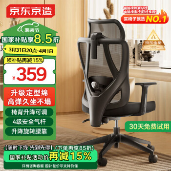 京东京造 Z5 Soft 人体工学电脑椅 黑色 升降背椅款