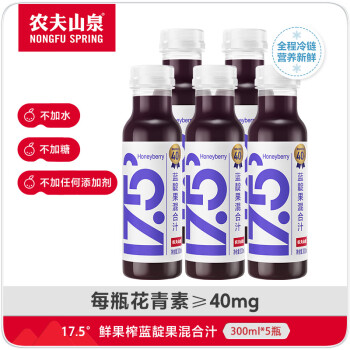 农夫山泉 NONGFU SPRING 17.5°蓝靛果混合汁 300ml*5瓶