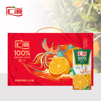汇源 果汁饮料 100%橙汁 1L*5盒