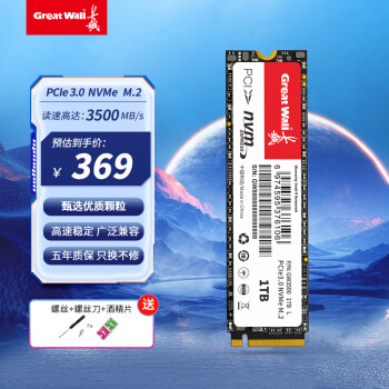 长城 GW3500 M.2 NVMe 固态硬盘 1TB(PCIe 3.0)