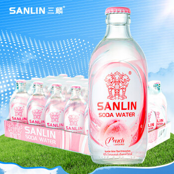 三麟 苏打水白桃味335ml*24瓶无糖气泡水苏打汽水整箱装饮料0糖0卡0脂