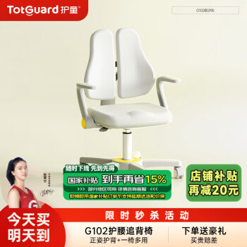 护童 儿童学习椅可调节升降追背正姿座椅 G102银沙灰 G102「C弧追背护腰」银沙灰