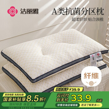 洁丽雅 A类枕头枕芯抗菌防螨 颈椎枕 45*70cm A类抗菌分区枕 单只装