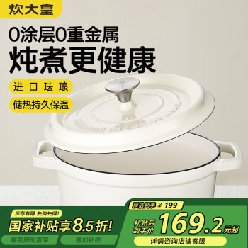 炊大皇 珐琅锅铸铁锅家用炖锅砂锅汤锅焖烧锅电磁炉燃气煮锅24cm 白色 24cm