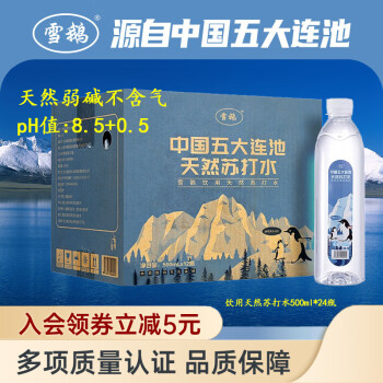 雪鹅 天然苏打水 500ml*12瓶 PH8.5±0.5天然弱碱性无添加 饮用苏打水  整箱装