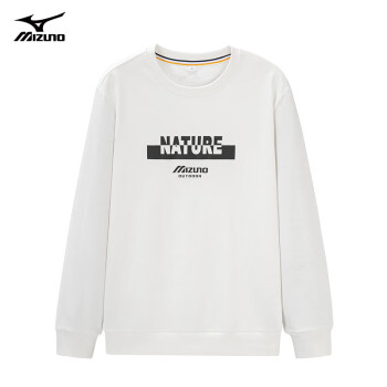 美津浓 时尚百搭长袖t恤男圆领宽松上衣 01白色 2XL