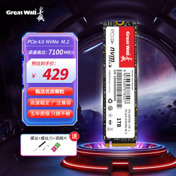 长城 GW7000 NVMe M.2 SSD固态硬盘 1TB（PCI-E