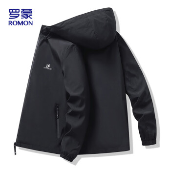 罗蒙 外套男连帽秋季百搭夹克男士休闲男装衣服夹克JK0303 黑色 XL