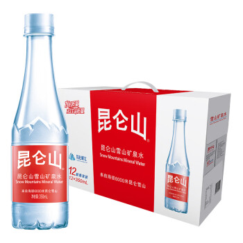 移动端、京东百亿补贴：昆仑山 矿泉水 饮用天然弱碱性 350ml*12瓶 整箱装 高端矿泉水