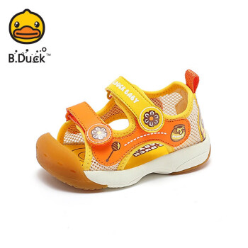 B.Duck小黄鸭童鞋男童凉鞋夏季女童防撞沙滩鞋儿童透气休闲鞋BY238A1026米桔25