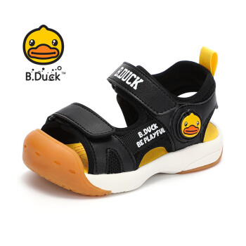B.Duck小黄鸭童鞋男童凉鞋 夏季时尚沙滩鞋包头防踢 B218A3929黑色24