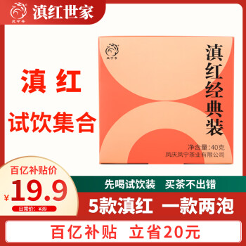 移动端、京东百亿补贴：凤宁号 云南凤庆滇红茶包2024新茶花果蜜香红茶散茶叶小袋试饮装试喝茶样 滇红经典装40g