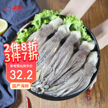 初鲜 冷冻鱿鱼头 鱿鱼须400g 5-7个袋 *5件
