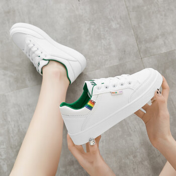 移动端、京东百亿补贴:回力 休闲鞋女鞋室外加厚简约百搭小白鞋 板鞋跑步运动鞋 WXY-L319N 白绿 40 319N白绿