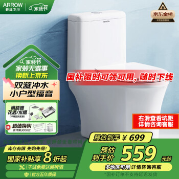 箭牌卫浴 箭牌（ARROW）抽水马桶T32虹吸坐便器小尺寸座便小户型坐厕AEB12616M 305坑距