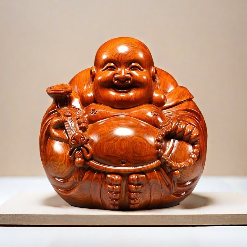 古兮木礼 花梨木雕弥勒佛像摆件如意坐莲笑佛实木 券后1200元