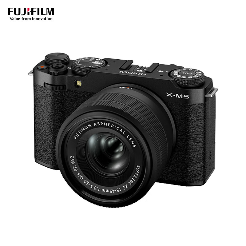 富士 FUJIFILM X-M5/ M5 微单相机 套机（15-45mm镜头）2610万像素 AI智能对焦 20种胶片模拟 黑色 ￥6499