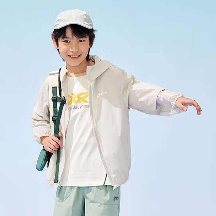 再降价、plus会员:asics亚瑟士 男女儿童UPF50+冰蝉翼梭织防晒衣、需凑单 69.1元+凑64.3元