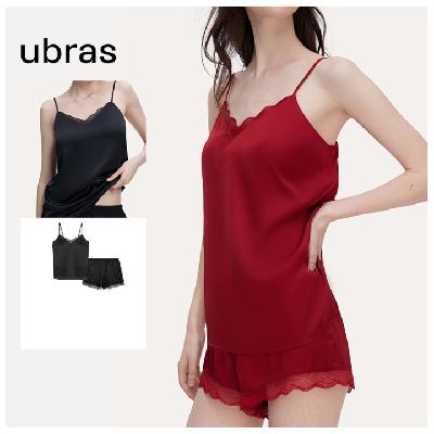 PLUS会员：ubras 女士睡衣睡裙 流光V领 吊带短裤套装带胸垫  102.5元 包邮