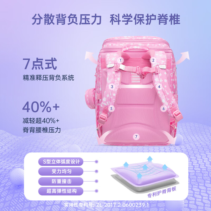 Gmt for kids 书包小学生儿童大容量礼物超轻护脊减负1-4年级男女粉梦精灵Light 券后598元